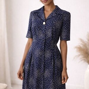 Vintage Liz Claiborne Polka Dot Dress | Size 8 | Late 1980s–Early 1990s M 8-10